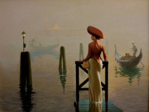  La Dame de Venise .Tableau de l'artiste peintre Algerien Hocine Ziani.